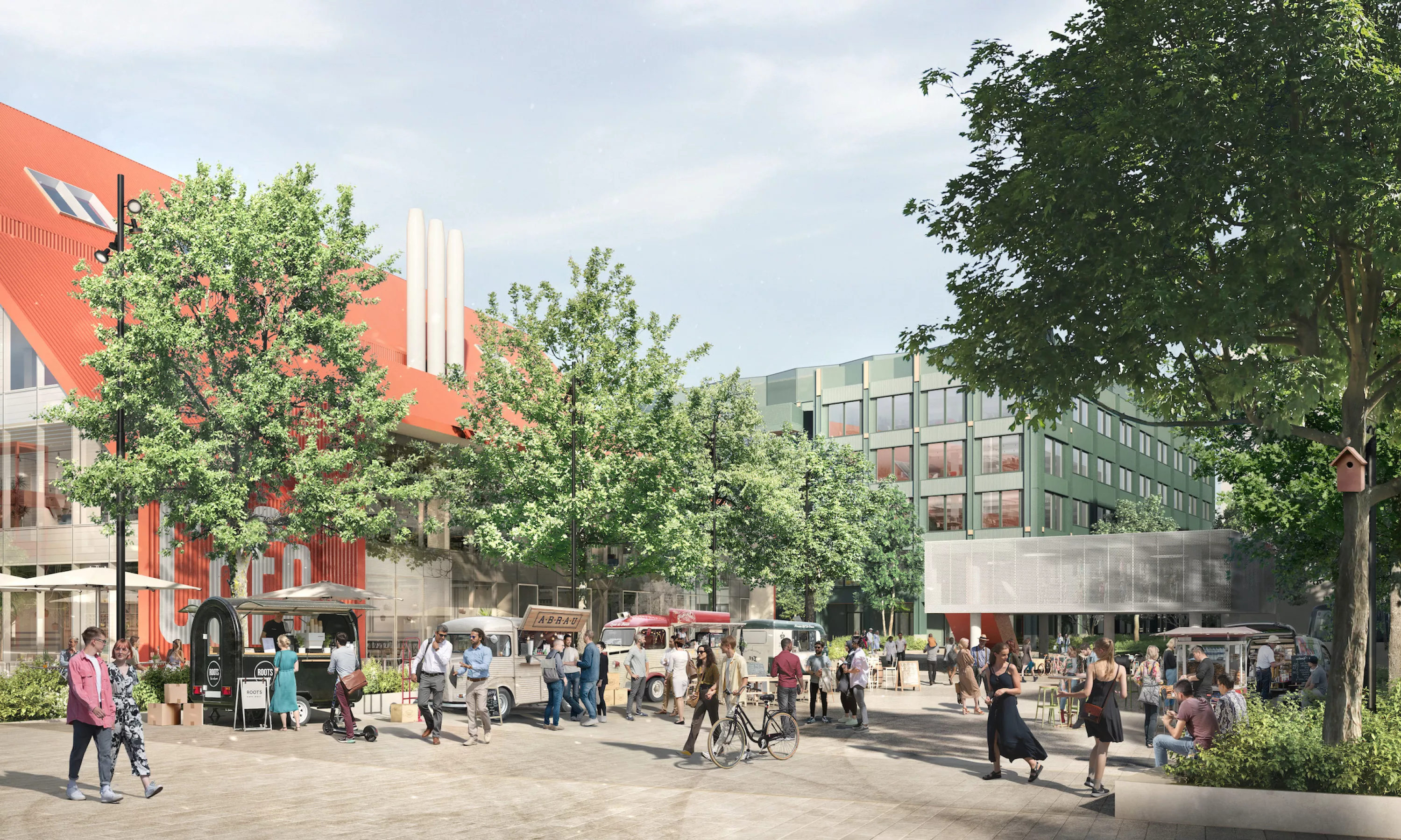 Green light for Oxford North’s next three advanced R&D lab buildings totalling 458k sq ft - The Red Hall, market place and Plot C